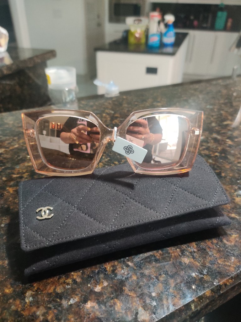 Chanel 18k Pink Gold Mirror Square Sunglasses 6051 Rose New